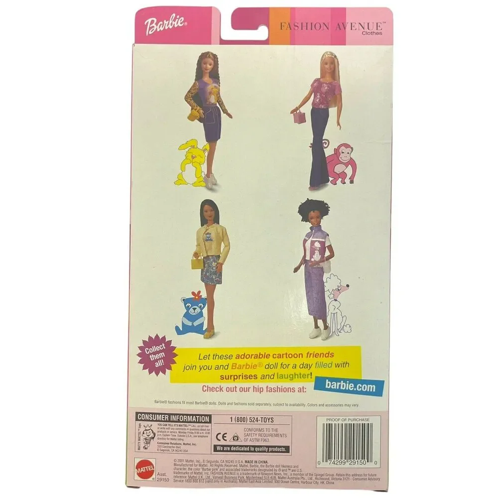 Vintage 2001 Mattel Barbie Animation Styles  Fashion Avenue Bashful Bunny #29150